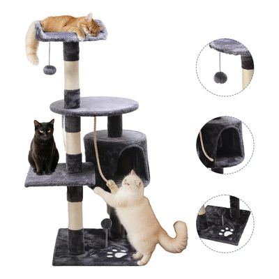 Árbol Para Gatos Con Rascador Y Torre-fortaleza De Los Gatos Gris Oscuro
