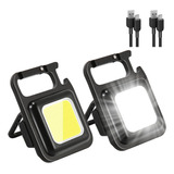 Pack 2 Linternas Llavero Led Cob Gancho Iman Recargable