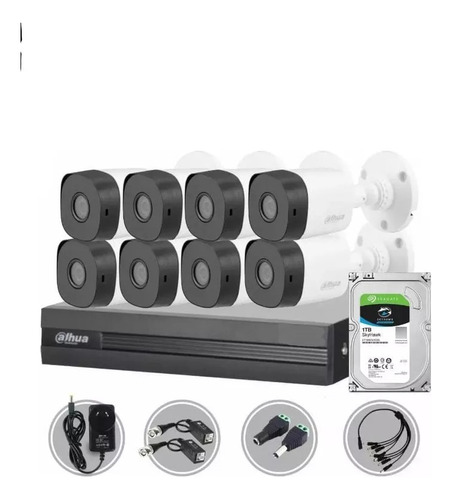 Kit Seguridad Dahua Cctv Dvr 8ch + 8 Camara 2mp 1080p + 1tb