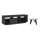 Conjunto Rack E Mesa De Centro Cairns Preto