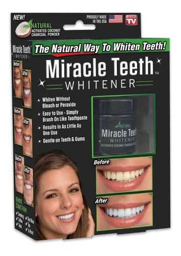 Blanqueador Dientes Miracle Teeth Whitener Polvo Carbon