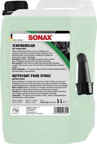 Sonax Limpiador Cristales 5 Ltros Mod. 75567 Aroma Limón