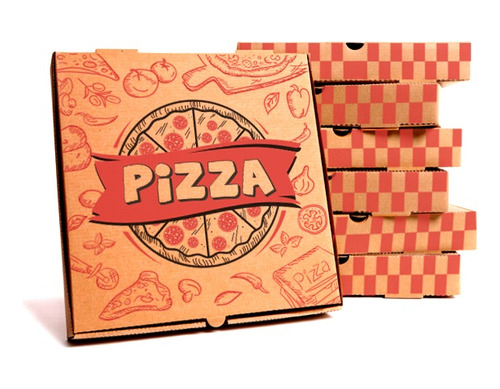 100 Cajas Pizza Kraft Diseño 35 Cm