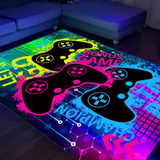 Alfombra Decorativa Gamer Reacción Luz Negra Rayos Uv Tapete