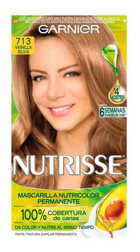 Kit Tinte Garnier  Nutrisse Regular Clasico Mascarilla Nutricolor Permanente Tono 713 Vainilla Silvia Para Cabello