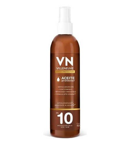 Villeneuve Aceite Protector Bronceado Intenso Fps 10