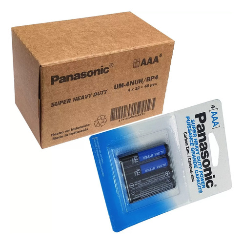 Caja De 48 Pilas Carbon Cinc  Panasonic Aaa 12 Paq. Original