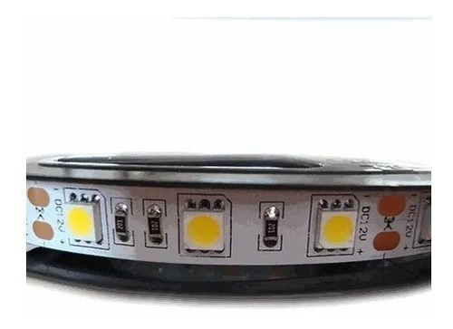 Tira Led 5050 Ip20 5 Mt 12v Interiores Cálida Sin Protección