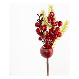Kit 10 Ramo Frutas Vermelhas Artificial Decoração Natal 28cm