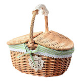 Cesta De Mimbre Para Picnic, Cesta De Pequeño Verde