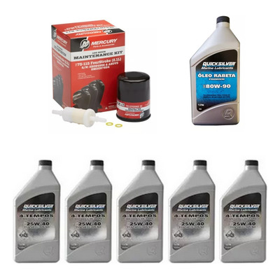 Kit Revisão Oleo Filtro Mercury 75 90 100 115 Hp 4 Tempo Efi