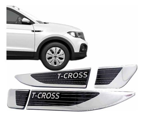 Par Emblema Lateral T-cross 2019 Até 2024 Adesivo Resinado