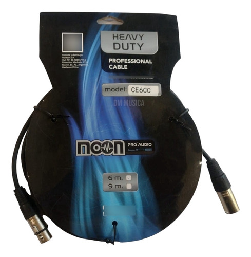 Cable Microfono Xlr Canon 6 Metros Moon Ce6cc  Sonido Prof.