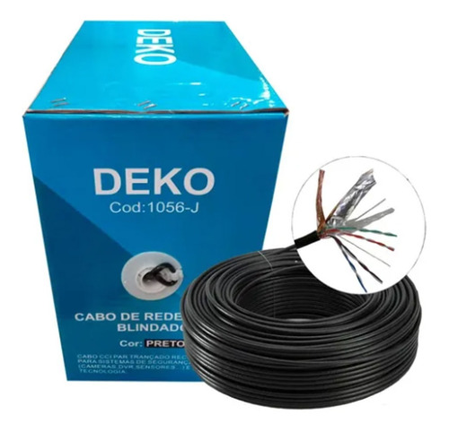 Cabo De Rede Internet Cat5e 305m Blindado Deko Preto