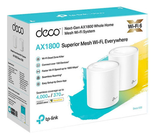 Roteador Tp-link Deco X20 Ax1800 Mesh Wi-fi Ver:2.0 Pack 2un