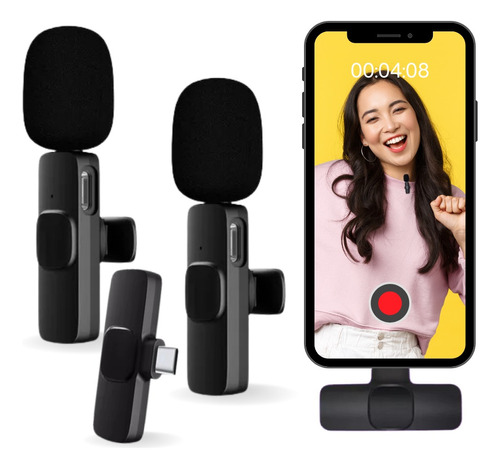 Lapela Microfone Sem Fio Duplo Profissional Android