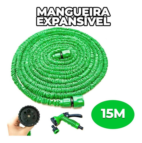 Mangueira Retrátil 15m Irrigação Molhar Aguar Quintal Jardim