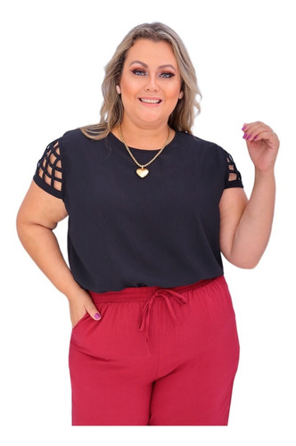 Blusinha Feminina Em Crepe Pct 2 Pçs Manga Curta Otima