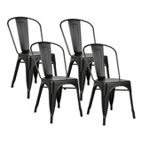 Silla De Comedor Raitot Raitot Tolix, Estructura Color Negro, 4 Unidades