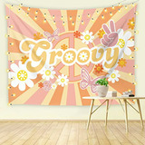 Tapestry Retro Hippie Naranja Groovy 70s