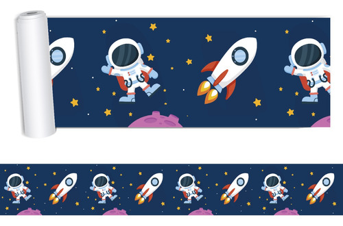 Adesivo De Parede Faixa  Astronauta Decoração De Menino