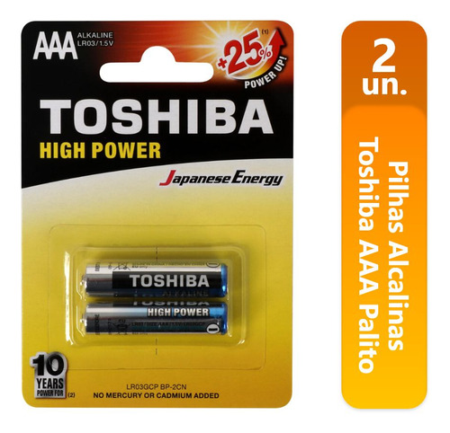 Pilhas Alcalinas Toshiba Aaa Palito Cartela Com 2 Unidades