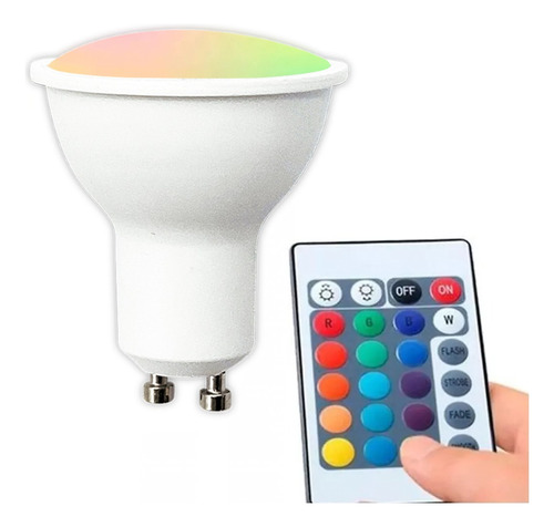 Lámpara Dicroica Foco Led Rgb 16 Colores Con Control Remoto