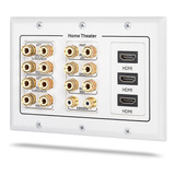 Placa De Pared De 3 Bandas Fosmon Parlantes + Rca + Hdmi