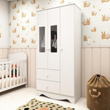 Guarda Roupa Infantil Ben Armário 3 Portas Mdf Quarto Branco