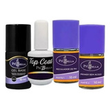 Kit Piu Bella Reg De Ph Primer S/ Ácido Top Coat Gel Base