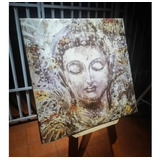 Cuadro Decorativo Canvas 1 Panel 50x50 Cm - Buda Plateado