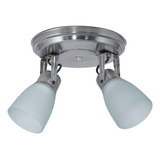 Aplique Spot Acero 2 Luces Tulipa Vidrio Gde Apto Ventilador