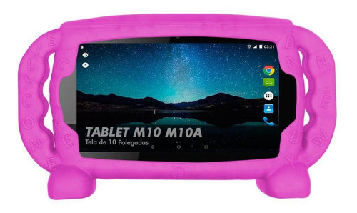 Capa Infantil Tablet Multilaser M10 M10a Kids Macia Top Pink