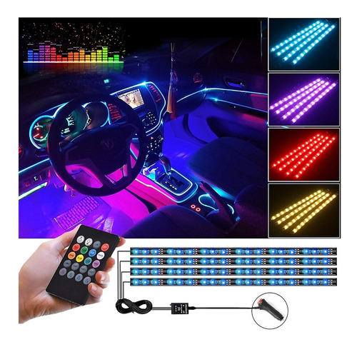 Coche Chasis Luces Juego De 4 Tira Led Rgb 31cm Audioritmica