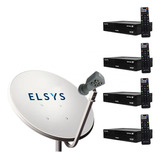 Antena Parabólica Banda Ku + 04 Receptores  Elsys  Satmax 5