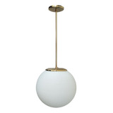 Colgante Techo Globo Opal Satinado Ø15 Varilla 40cm Dorado