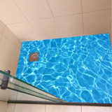 Adesivo Piso De Banheiro Laminado Piscina Azul 185x71cm