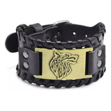 Pulsera De Cuero Vikinga Lobo Vintange