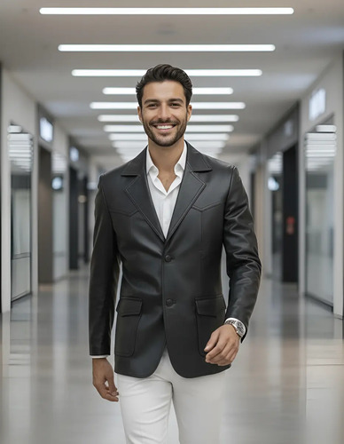 Saco Vaquero De Piel Para Caballero Slim Cuero Borrego 3xl  | Meses sin interés