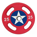  Par Disco Olímpico Plastificado Capitán América 25kg  