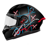 Casco Integral Ich 503 Seagame Negro Mate Rojo Visor Tr