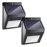 Lampara Solar Led Exterior Sensor Luz Jardin Reflector 2 Pza