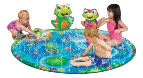 Alfombra Lanza Aguas Niños Piscina Fuente Rana 147 Cm