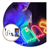 Cartel Neon Led Lampara Luz Pac Man Retro 220v App Bluetooth