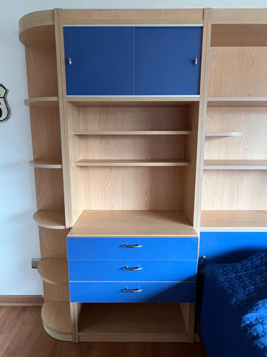 Mueble Formica Dormitorio Niño Con 3 Cajones  Natural/azul