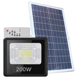 Kit Refletor Holofote Led 200w Com Placa Solar E Controle