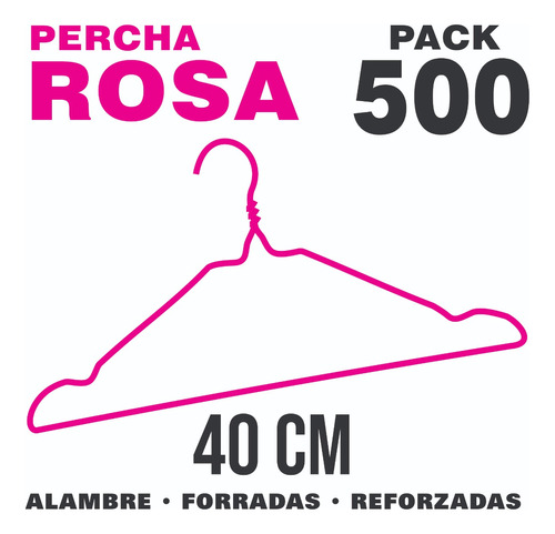 Perchas De Alambre Forradas Reforzadas X500 - Color Rosa