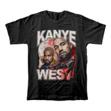 Camiseta Algodón Peinado Con Estampado De Rapero Kanye West 