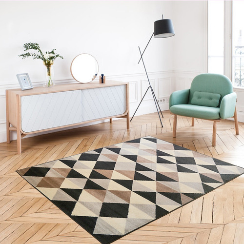 Alfombra Carpeta 100x150 Living Moderna Comedor Triangulos