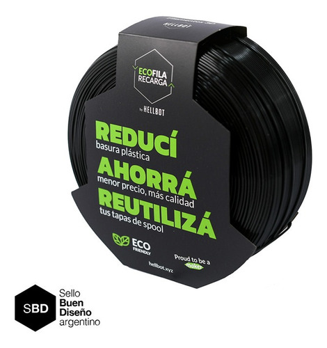 Recarga Fillamento 3d Pla Hellbot Ecofila 1,75mm Rollo X 1kg